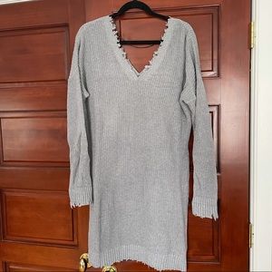 NWT Fate V-neck Raw Hem Oversized Sweater Dress